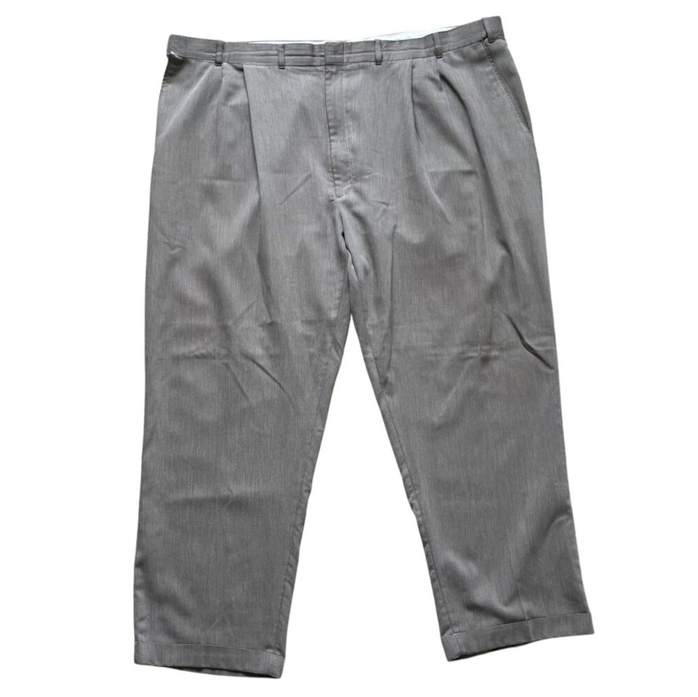 Geoffrey Beene Dress Pants Mens 48x30 Gray Pleated Tapered Business Formal
